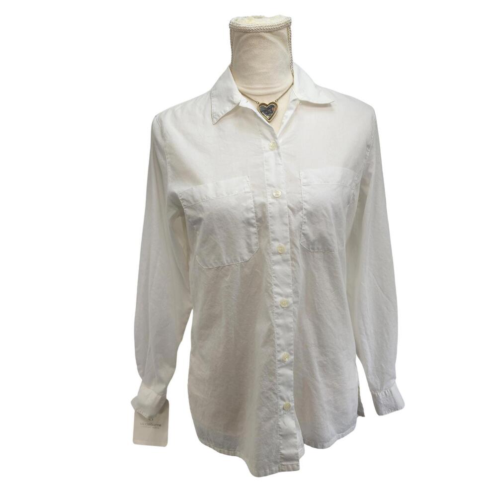 Liz Claiborne. Vintage, White Button Blouse. Size: P
